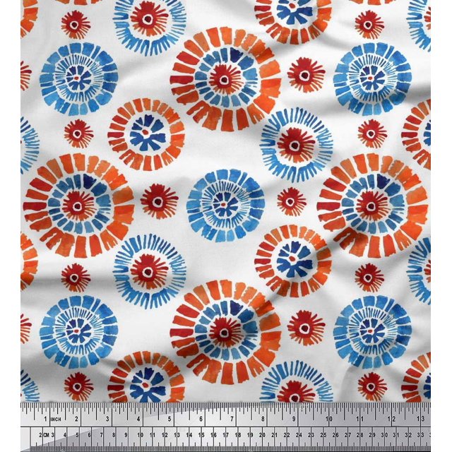 Soimoi Poly Georgette Fabric Brush Stroke Abstract Print Fabric by Yard 42 Inch Wide