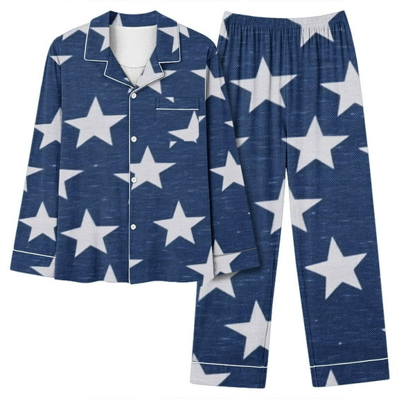 Tnhcen Women's Cotton Flannel Pajamas Set Long Sleeve Pants Nightwear Set Button-Down Pjs Homewear Set S-2XL