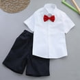 thumbnail image 2 of ShomPort Boys School Uniform Outfits Pull on Flat Front Shorts Short Sleeve Button down Shirt with Tie 3-14 Years, 2 of 7