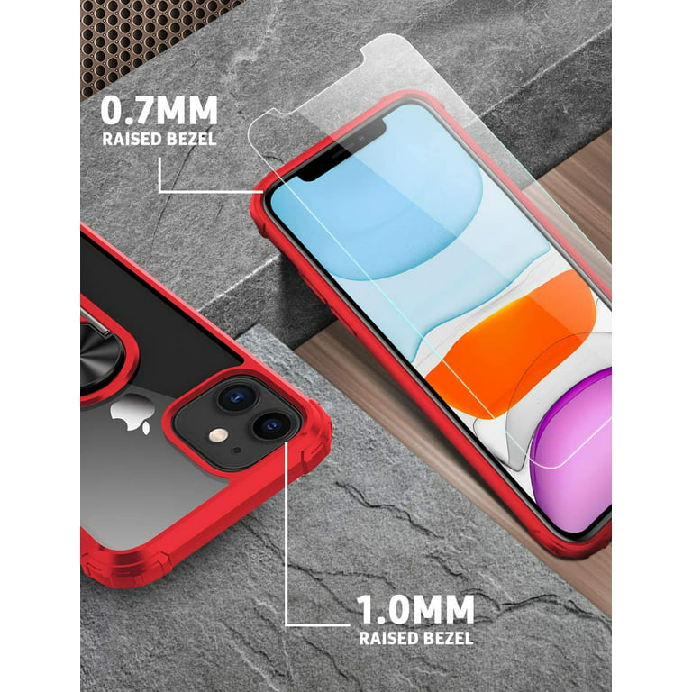 SUPFINE 5 in 1 for iPhone 11 Case, [10 FT Military Dropproof] [2+Tempered  Glass Screen, 2+Tempered Camera Lens Protector] Non-Slip Heavy Duty