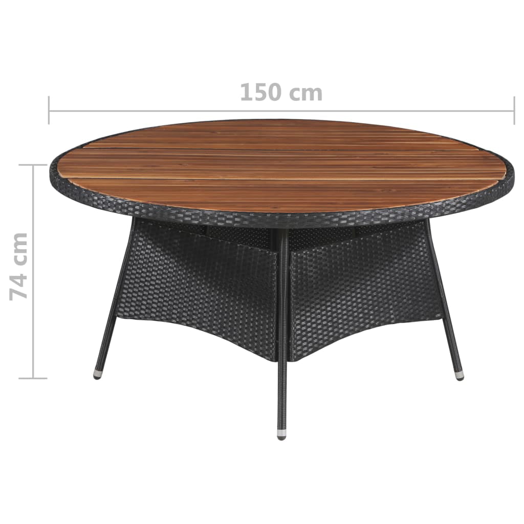 vidaXL Outdoor Dining Table Poly Rattan and Solid Acacia Wood 115x74cm Garden 