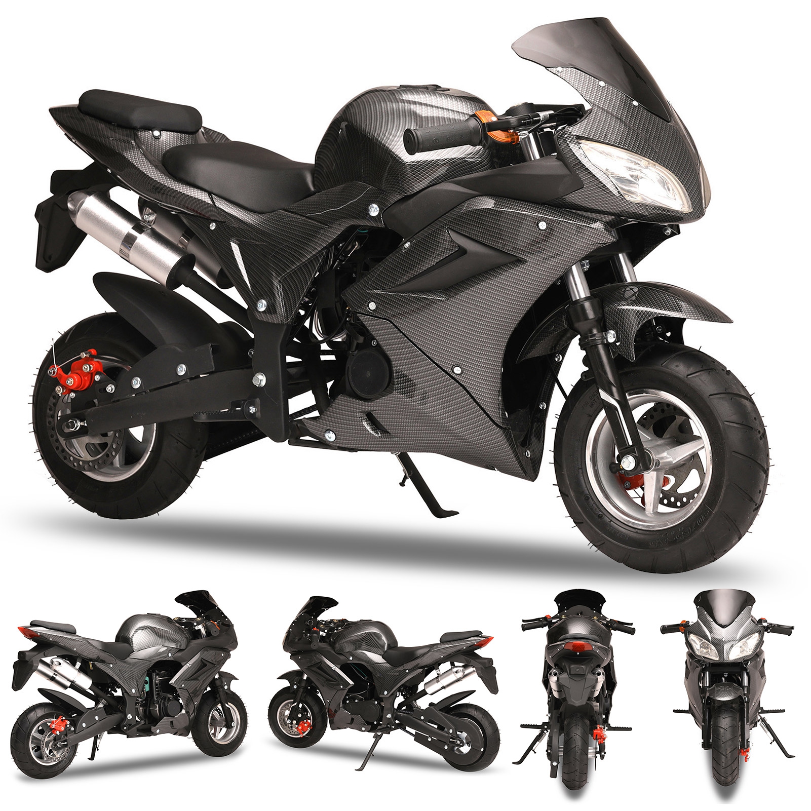 Xnigf Gas-Powered Mini Bike for Adults, 49cc 4-Stroke Engine, 25MPH Top Speed, 200LB Load Capacity, Dual Disc Brakes, Off-Road Motorbike