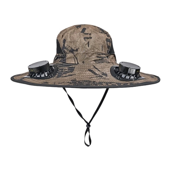 ibiyuan Solar Fan Hat Wide Brim Hat Wide Brim Sun Hat with Fans Solar Powered Fan Hat Fishing Hat Baseball Cap 2-In Hands-Free Hat Fan Womens Sun Hat for Outdoor Fishing, Camping, Hiking
