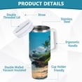 thumbnail image 4 of 30 oz Insulated Stainless Steel Tumbler Double Wall Stainless Steel Tumbler with 2-Way Drinking Serene Beach Scene, 4 of 9