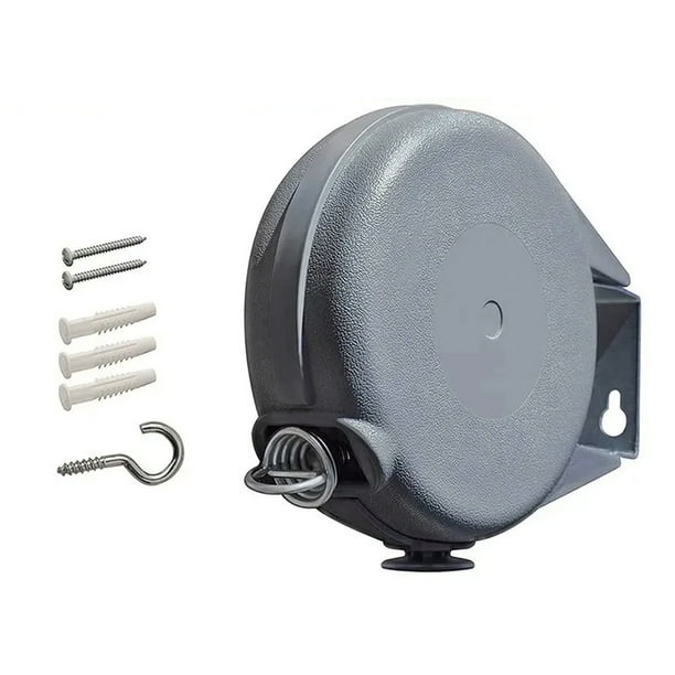 Tendedero retráctil gris plateado de 15 m, de una sola línea, para interiores y paredes, para el hogar.