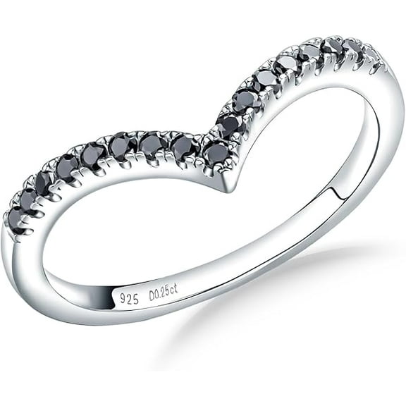 Dreamofdazzles Jewels 2.00 Ct Round Cut Black Diamond Engagement Wedding & Engagement Curve Band Ring 14K White Gold Plated 925 Sterling Silver For Women's -4