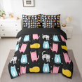 thumbnail image 2 of Feelyou Cute Kitten Animal Bedding Comforter Set 7pcs, Funny Cartoon Cat Lover King Bedding Sets, Teens Kids Boys Girls Reversible Bed Sheets, Microfiber Bedroom Decor, 2 of 7