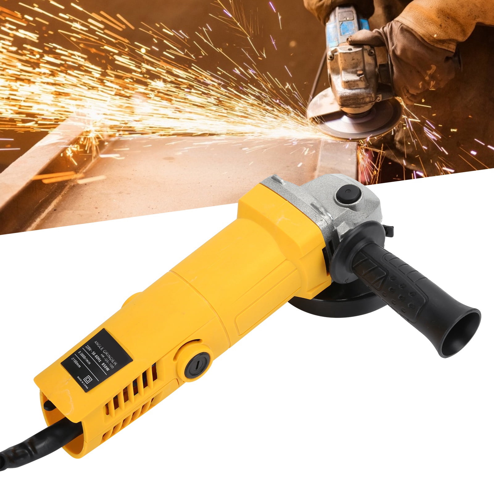 Nieyigj 850W Compact Electric Angle Grinder, 4-Inch Multifunctional Cutting and Polishing Power Tool for Metal and Stone (10.6 x 3.7 x 2.8 inches / 27 x 9.5 x 7 cm)