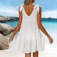 thumbnail image 5 of Gamivast Boho Dresses for Women Tie Shoulder Sleeveless Summer Dresses Flowy Beach Dress Solid Tiered Ruffle Hem A Line Loose Fit Sun Party Trip, 5 of 7