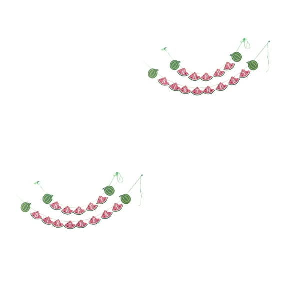 unbranded 2pcs HAPPY BIRTHDAY Summer Fruit Design Banner Colorful Watermelon Bunting Funny Birthday Decorative Garland Paper Bunting Flag Decor Party Supplies Favors