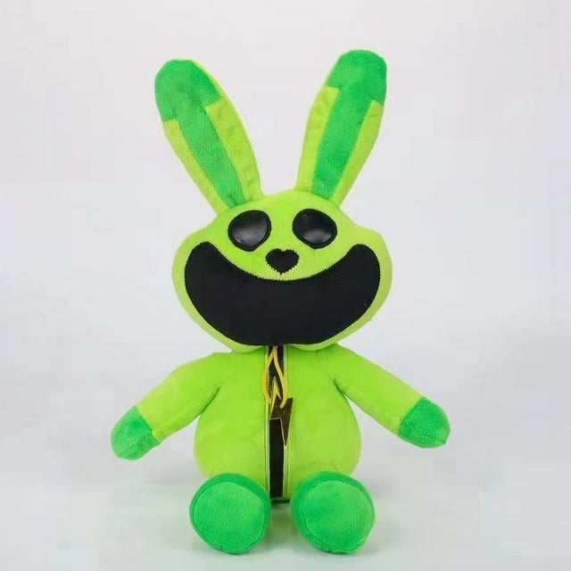 Smiling Critters Horror Smile Animal Series Plush Doll Green Rabbit 30cm, Home Decoration, Christmas Gift, Soft Stuffed Toy