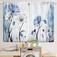 thumbnail image 5 of Blue Floral Kitchen Curtains White Flower Small Window Curtains Rustic Farmhouse Curtains for Kitchen Country Bathroom Curtains Window Treatment Drapes 27.5x39 Inch 2 Panels, 5 of 6