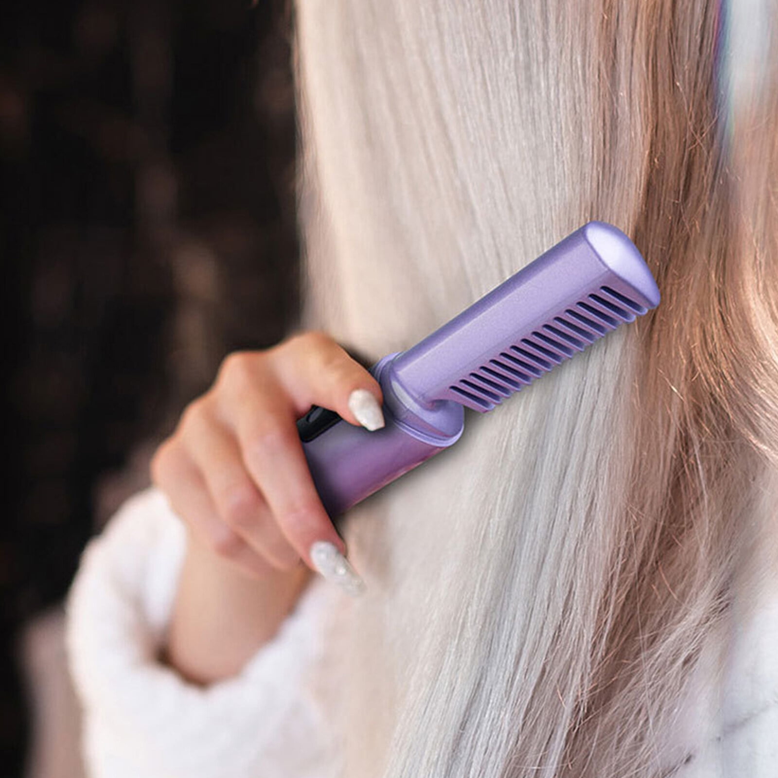 DERCLIVE Rechargeable Mini Hair Straightener, Negative Ion Hot Comb Hair Straightener, Portable Cordless Hair Straightening Brush,A Quick Styling Brush