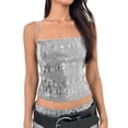 thumbnail image 2 of Womens Summer Tops Women Sparkly Top Sequin Spaghetti Strap Glitter Crop Top Sleeveless Going Out Tops Concert Outfits Shirts for Women, 2 of 5