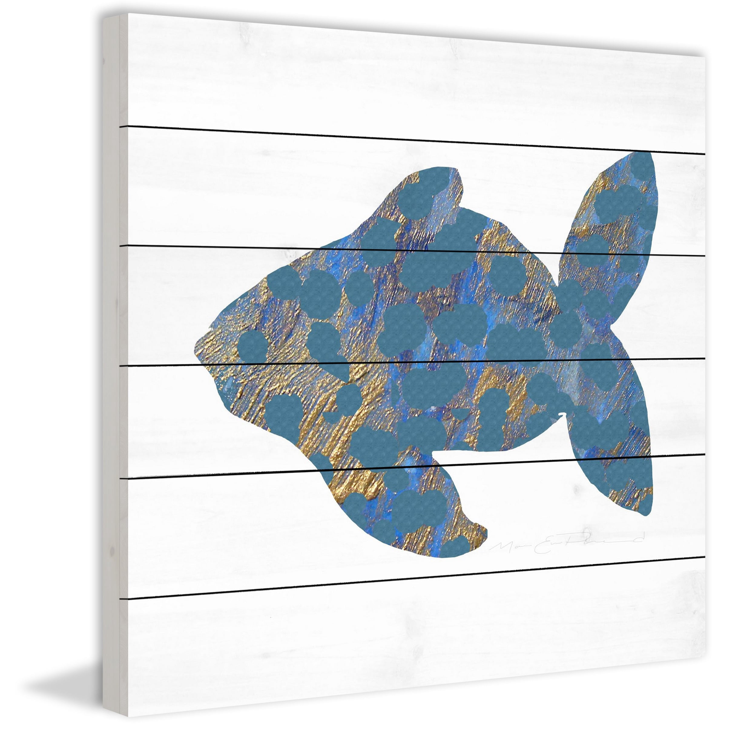 Marmont Hill "Poisson Dore" by Marie-Eve Pharand Painting Print on White Wood
