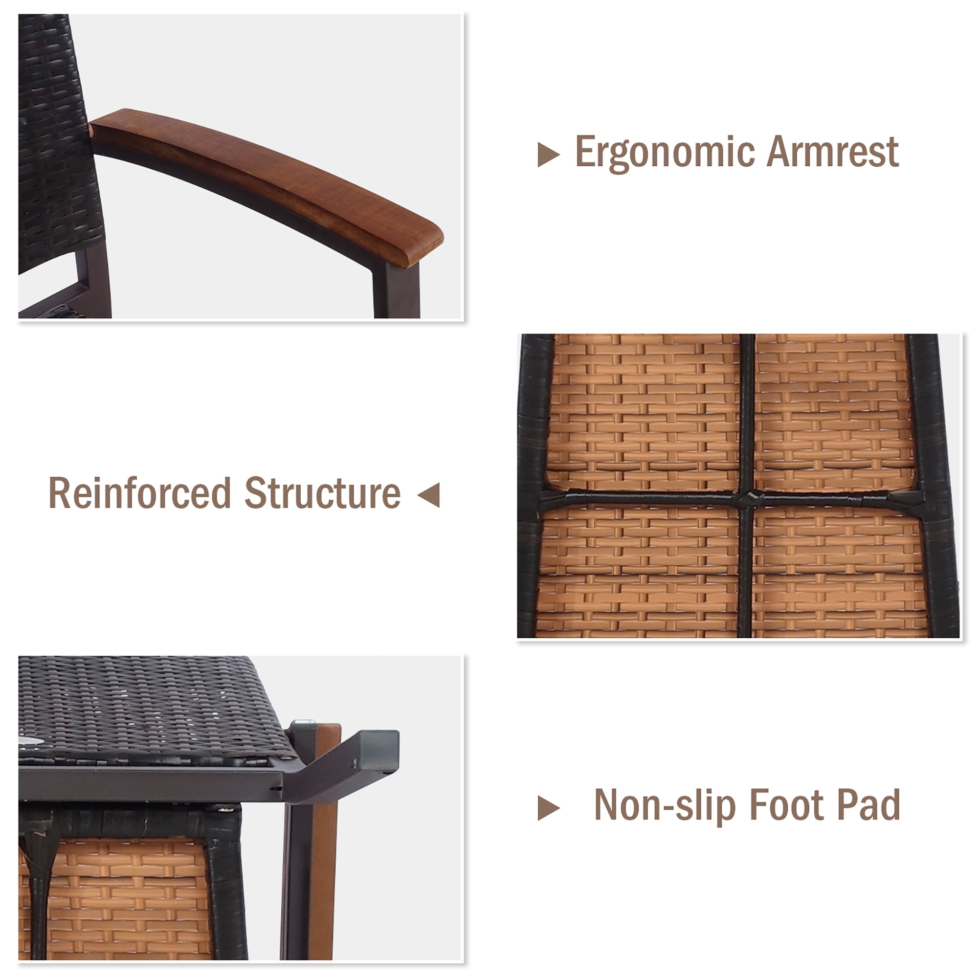 Costway Set of 4 Outdoor Patio PE Rattan Dining Chairs Armrest Stackable Garden