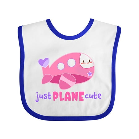 

Inktastic Just Plane Cute Smiling Pink Airplane Gift Baby Boy or Baby Girl Bib