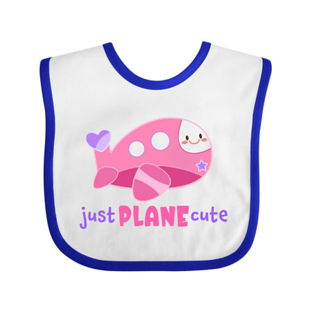 

Inktastic Just Plane Cute Smiling Pink Airplane Gift Baby Boy or Baby Girl Bib