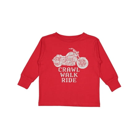 

Inktastic Crawl Walk Ride Motorcycle Boys or Girls Long Sleeve Toddler T-Shirt