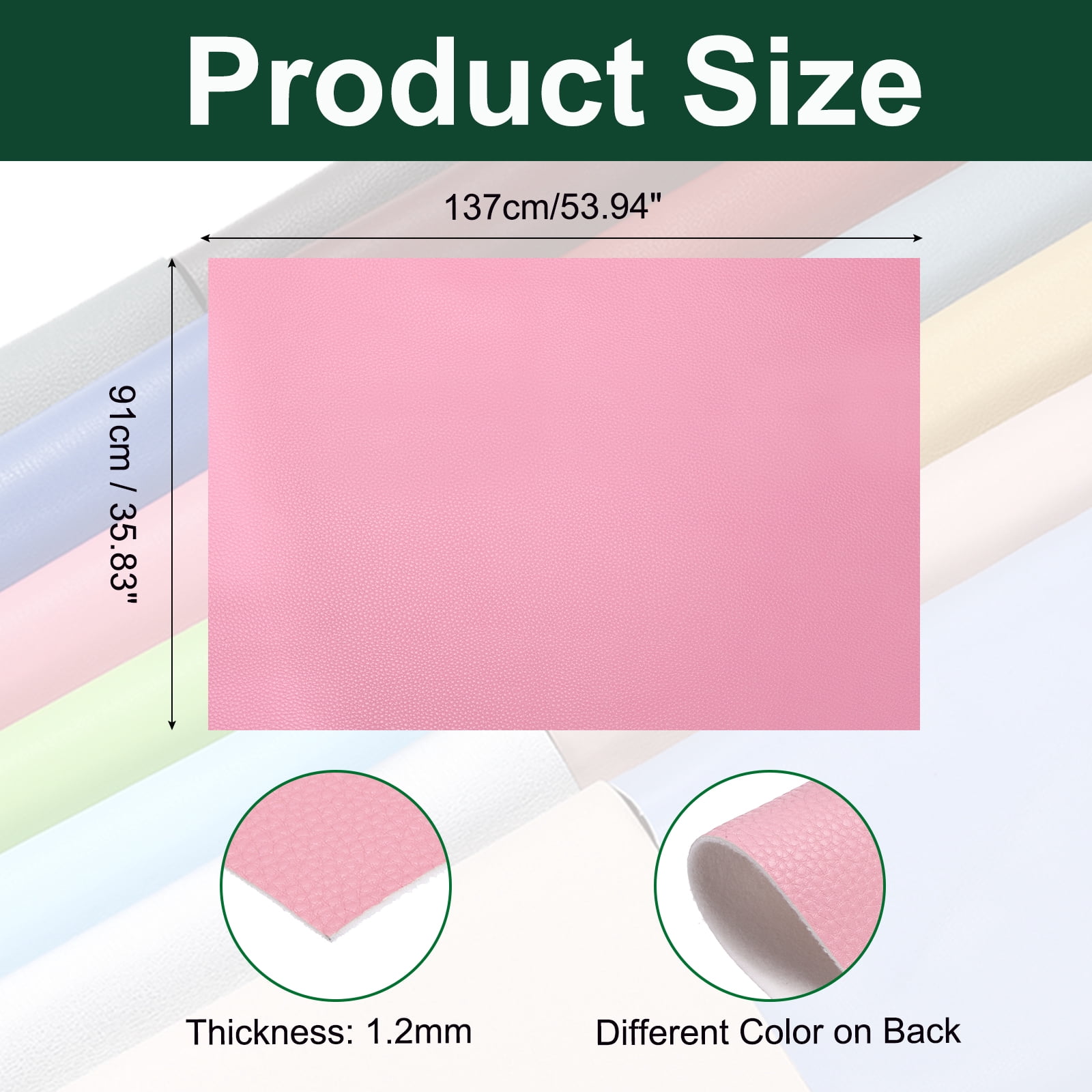 Uxcell Faux Leather Fabric Sheets, 54x36 Inch Waterproof Solid Soft PU Synthetic Leather Sheet for Upholstery Replacement Renovate Sofa Furniture Bag Crafts DIY Sewings(Pink)