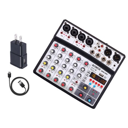 For Spotify & Pandora Streaming, 6-Channel Mixer with Built-In Bluetooth, Ideal for Live Performances & Podcasts
