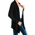 thumbnail image 5 of Womens Long Sleeve Cardigan Sweater Open Front Jacket Top Soft Stretch Black SML, 5 of 7