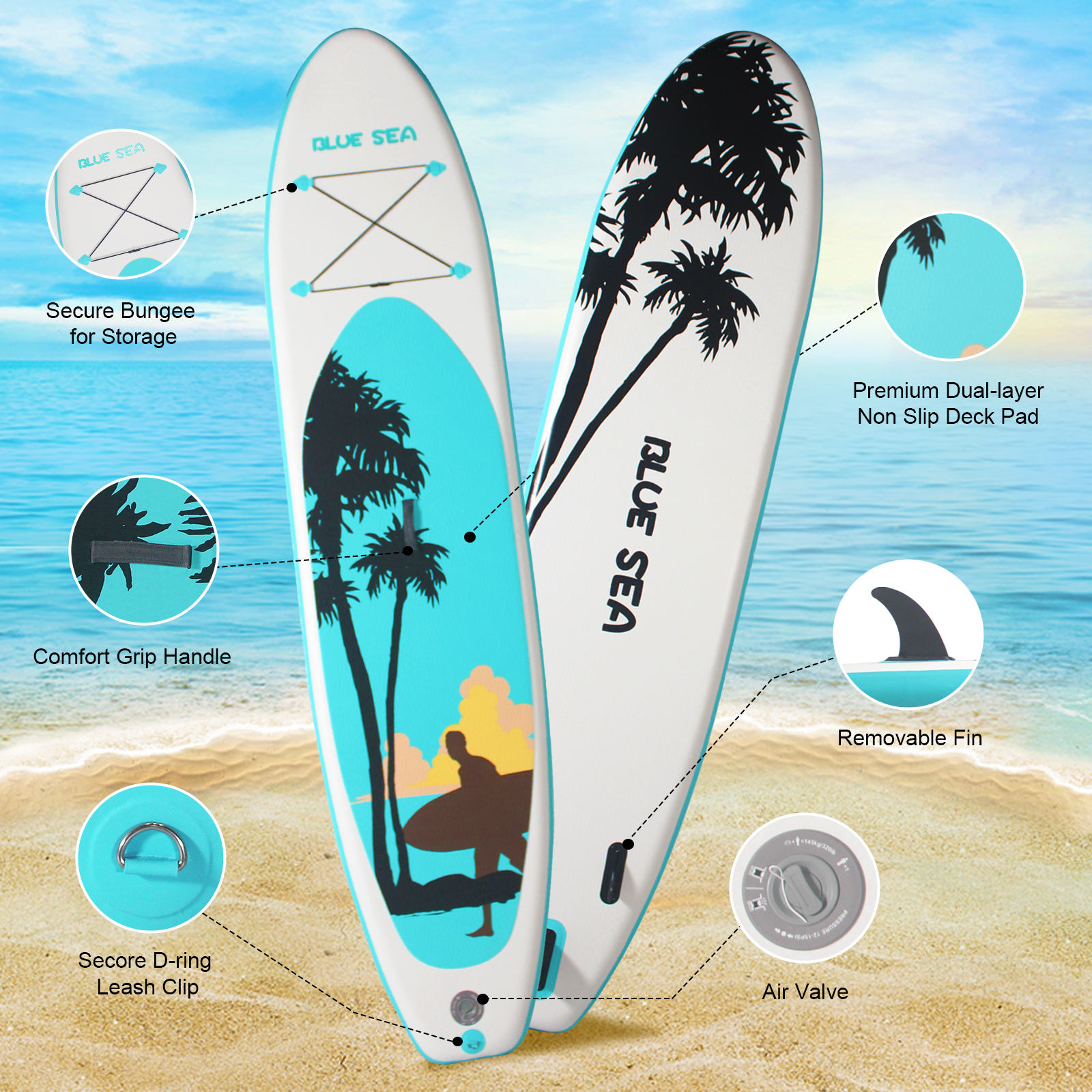 OZVMZQ 11ft Inflatable Paddle Board Stand up PaddleBoards with Premium SUP Accessories for Youth & Adults