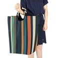 thumbnail image 4 of Yayeee Freestanding Laundry Hamper with Handle Collapsible Large Storage Basket for Clothes, Navy Blue Stripes, 4 of 7