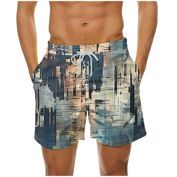 WRKEKC Mens Swim Trunks Summer Loose Fit Beach Pockets Quick Dry Breathable Lightweight Lined Elastic Waist Drawstring