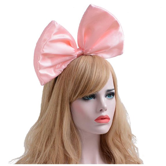 Nvzi-a Bow Headband Big Bow Headband Headband Women's Bow Headband Holiday Party Decoration Cosplay Clothing Cute Christmas Halloween Headband Handmade Hair Accessories 1 Pack Pink