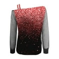 thumbnail image 5 of Womens Tops T Shirts Elegant Sequins Long Sleeve Fall Clothes for Women Tees Blouses Red Size 2XL, 5 of 5