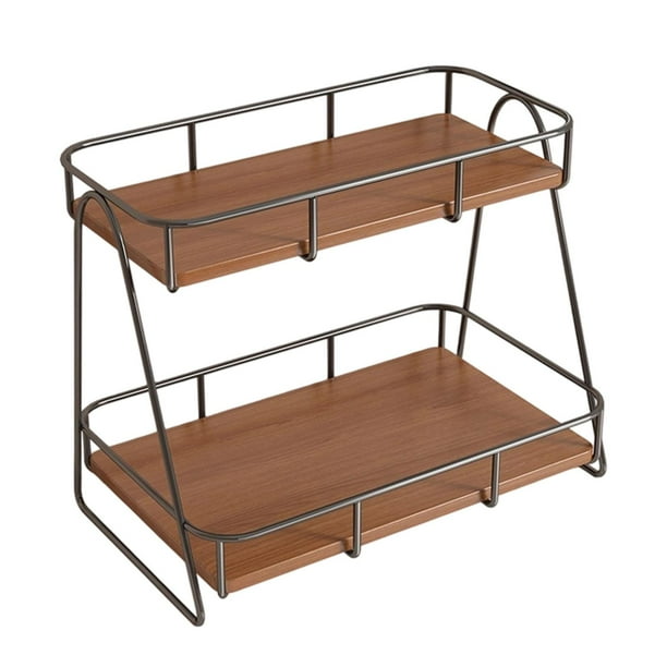 Organizador de baño, estante de almacenamiento, especiero, porta tazas de 2 niveles, estante escalonado L