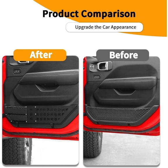 Front Door Storage Pockets for Wrangler JL JLU JT 2018-2024 - Metal Organizer Box with Screw Installation