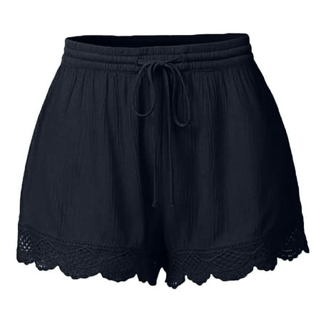 Women Summer Fashion Lace Women s Shorts Plus Size Denim Plus Size Rope Tie Short Sleeve Sweater for Women Shorts Yoga Sport Pants Leggings Trousers Hot Shorts Womens Boy Shorts Underwear Pants