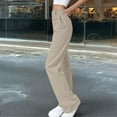 thumbnail image 5 of ManxiVoo High Waist Cargo Pants for Women Loose Fit Wide Leg Trousers for Travel and Hiking L Size Beige, 5 of 8