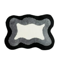 Hgallory Washable Flock Non-Slip Bath Mat for Bathroom Toilet, Household Water Absorbent Floor Mats for Entrance Bedroom, Home Decor Quick Dry Door Mat, 16"x20", 1 Pack, Black, Rectangle