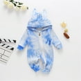 thumbnail image 3 of Mercatoo Toddler Baby Boys Girls Romper Jumpsuit Tie Dye Ribbed Long Sleeve Long Pant Zipper Hoodie Bodysuit Outfits, 3 of 4