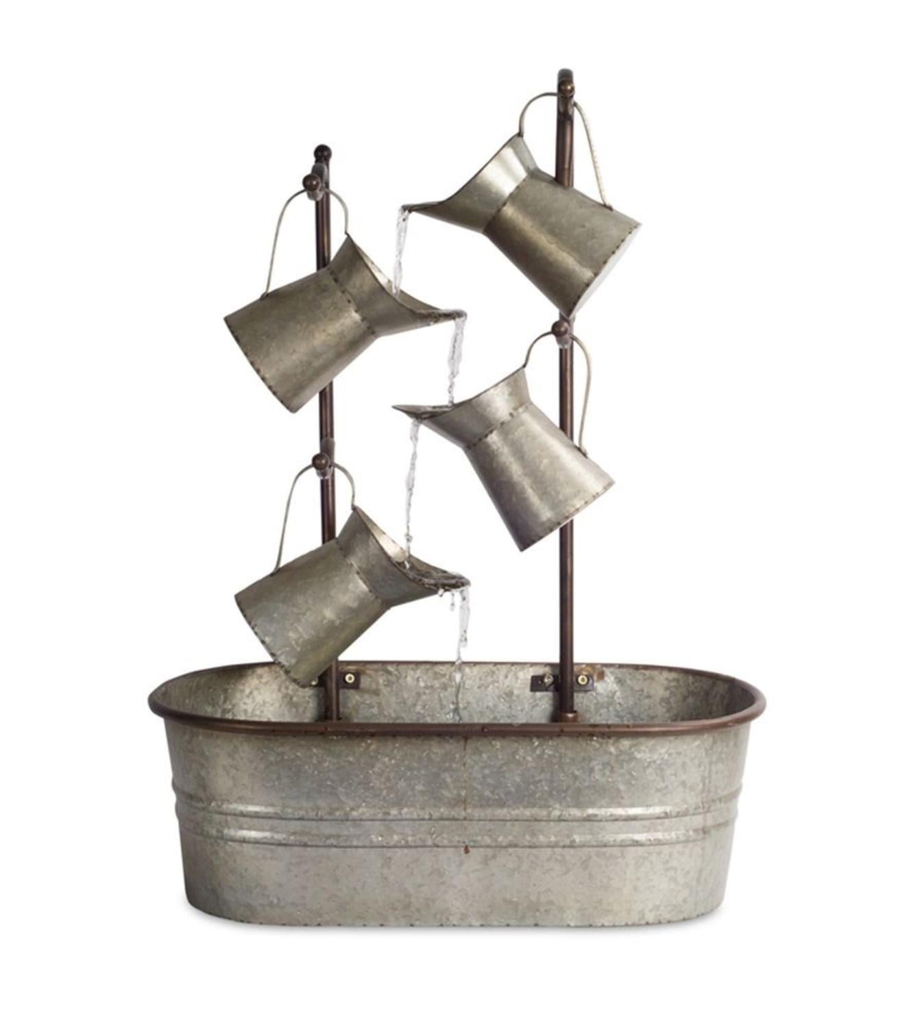 33.5" Galvanized Metal Water Pitchers and Tub Water Fountain
