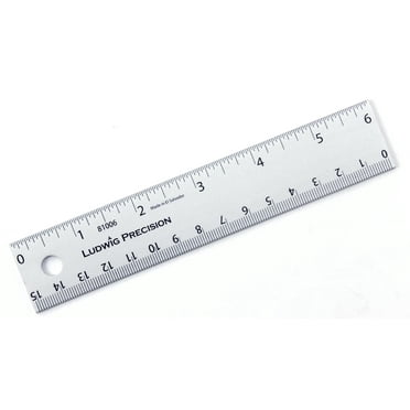 Ludwig Precision Aluminum Straight Edge Ruler, 6-INCH, Silver