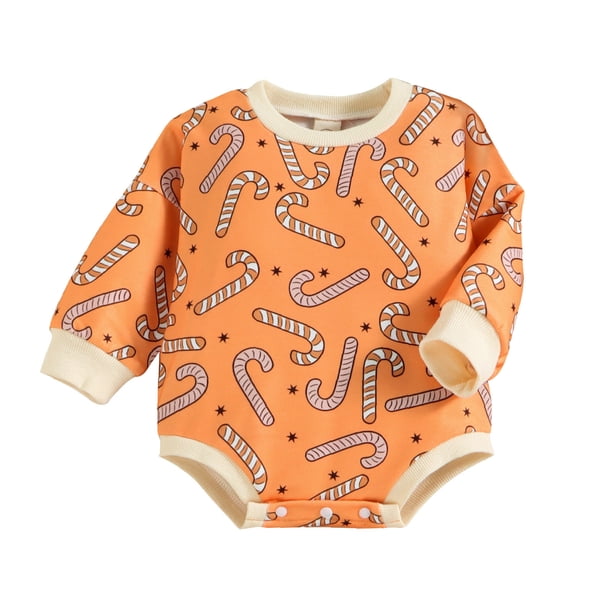 Gibobby Pañalero de algodón Bebé niños niñas manga larga estampados de dibujos animados pulóver recién nacido sudadera monos(Naranja, 3-6 Meses)