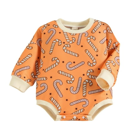 

kpoplk Baby Girl Romper Onesie Baby Girl Boy Jumpsuit Spring Fall Clothes Long Sleeve Romper Christmas Plaid Print One-Piece Playsuit(Orange)