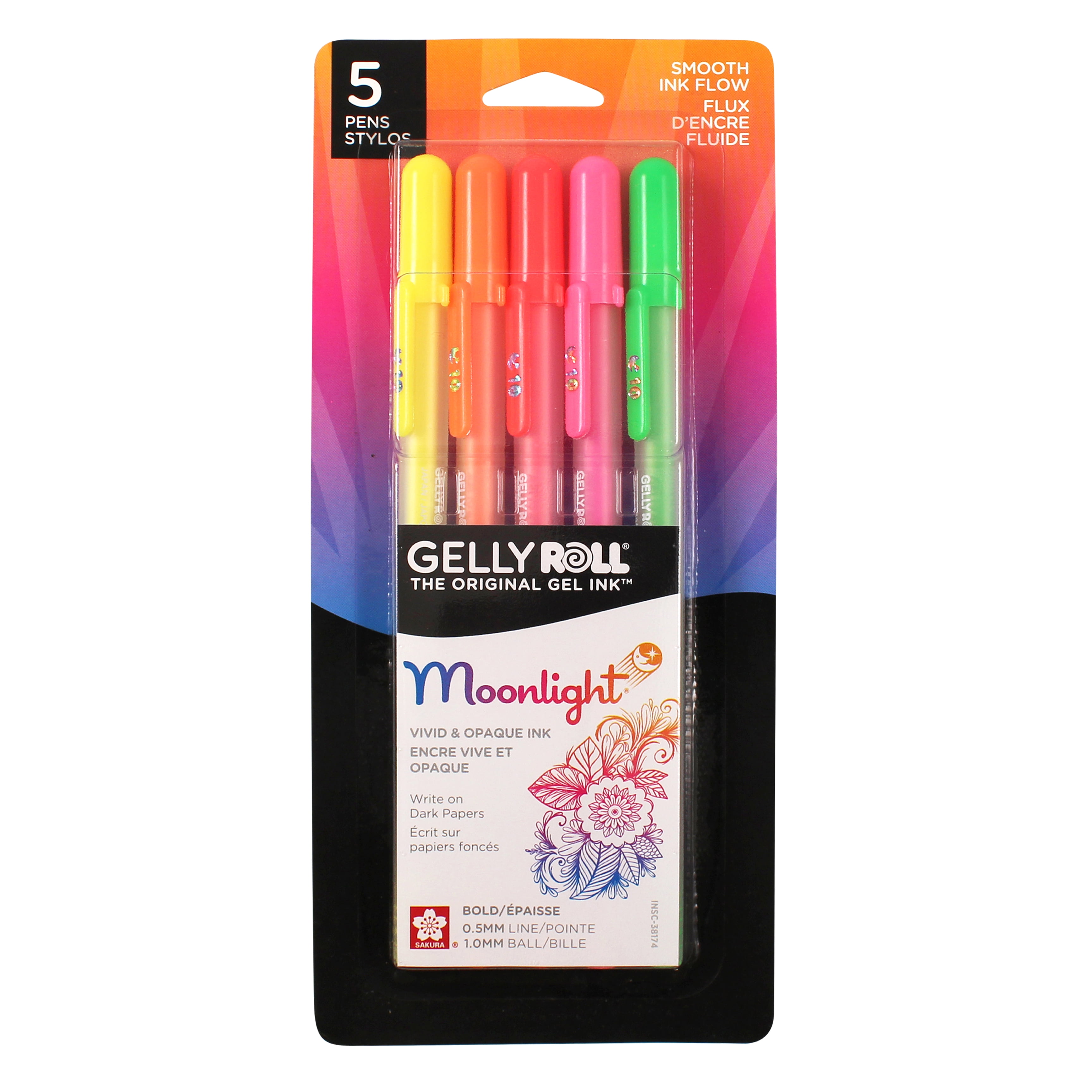 Metallic & Fluorescent Gel Pen Mixed Set of 12 Sparkling Sakura Gelly Roll 