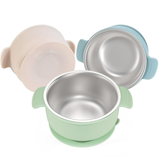 Baby Bowls Bella's Friends de acero inoxidable de 4,3 pulgadas, paquete de 3