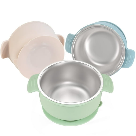 Baby Bowls Bella's Friends de acero inoxidable de 4,3 pulgadas, paquete de 3