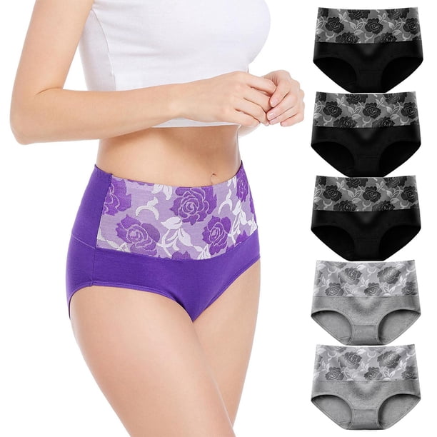 Braguitas Slim Fit Gibobby Paquete 5 Ropa Interior Cintura Alta Algodón Elástico Colores Mezclados XL