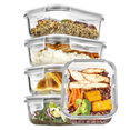 thumbnail image 1 of 5Pack 22oz Glass Storage Containers with Lids, Glass Meal Prep Food Container Sets for Microwave, Oven, Dishwasher, 1 of 7