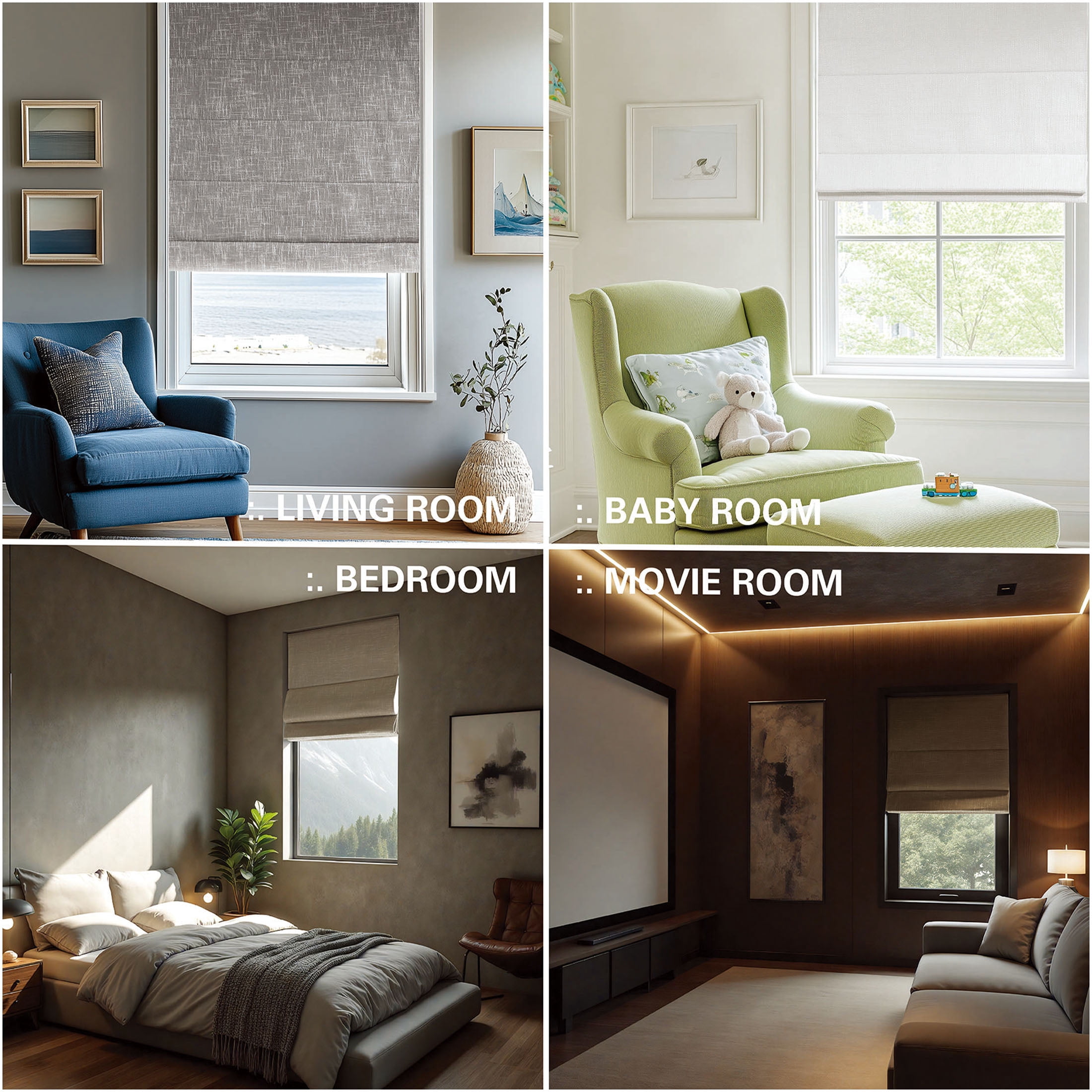 JERFIT Grey Blackout Cordless Roman Shade Window Blind - 27x64 Inch, Polyester Fabric, Total Darkness, Room Darkening, No Drill Installation