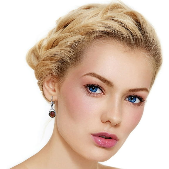 Galaxy Gold 14K White Gold Natural Garnet Dangle Earrings - January Birthstone - Passion & Protection - Fine Jewelry for Women