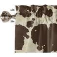 thumbnail image 4 of Brown Cowhide Print Kitchen Curtains | 3 Piece Semi Sheer Tiers | Graffie Pattern | Unique Window Treatments for Small Windows | Cafe, Living Room, Bedroom, 4 of 5