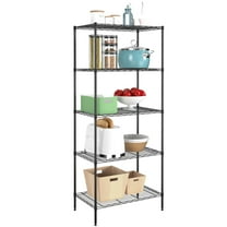 5-Tier Wire Shelving Unit Metal Shelf Adjustable Storage Shelves Shelving Unit Without wheels for Restaurant Garage Pantry Kitchen Garage, Black